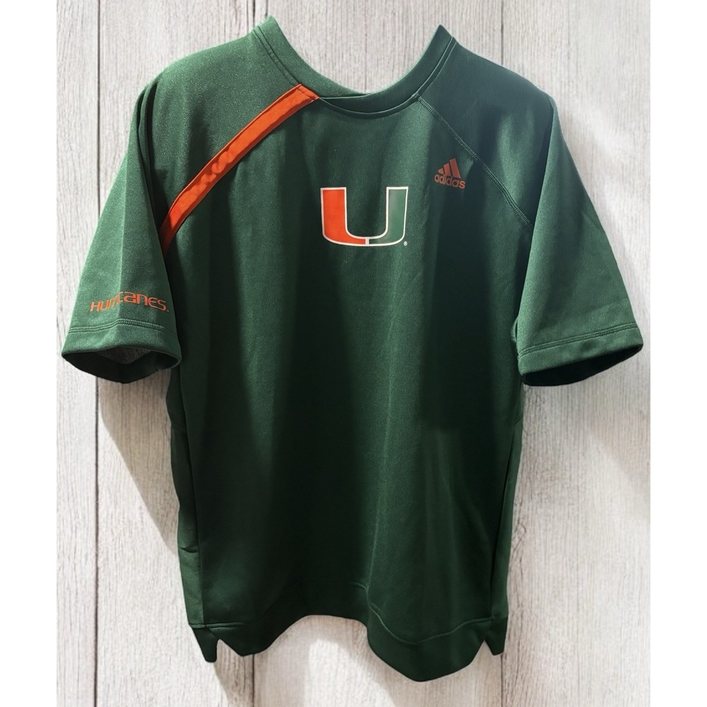 Nike Miami Hurricanes Men's Size Small Green & Orange Workout Shirt Pullover